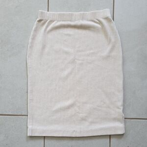 Free People White Ribbed Knit Pencil Skirt Size Small Cozy Soft